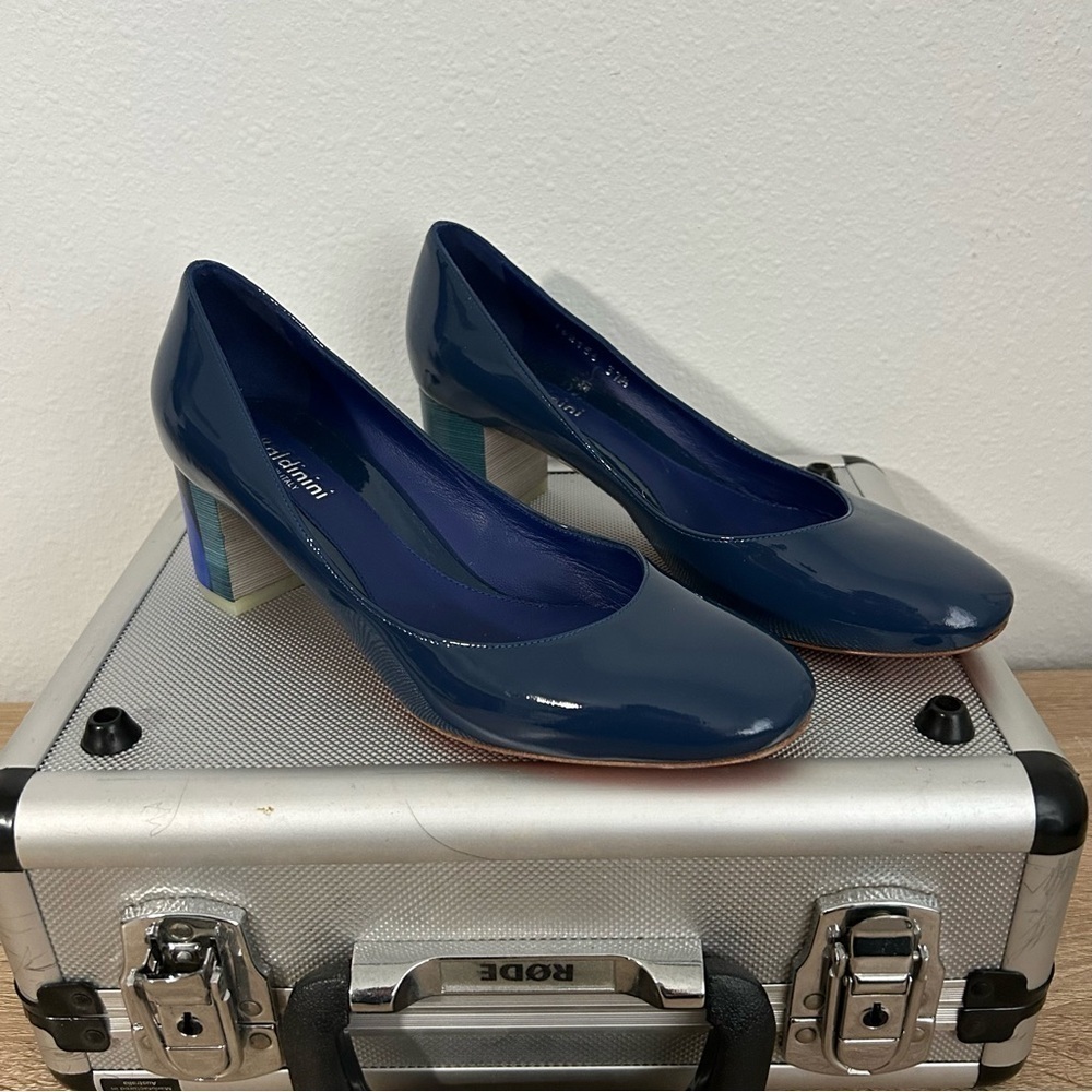 Women’s block heel pumps blue‎
